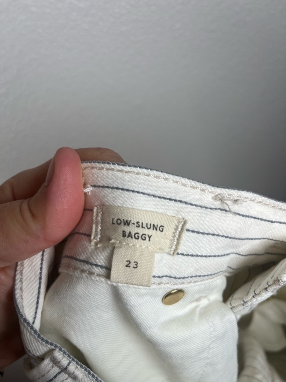 Madewell Low-Slung Baggy Jeans Grey Railroad Stripe-Rigid 23 - Picture 10 of 12